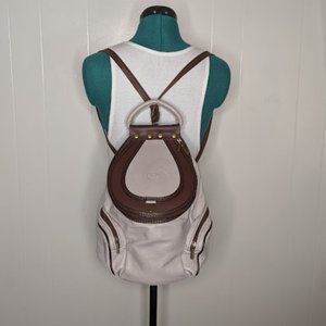 Small Convertible VA Made in Italy Gray Leather Backpack.